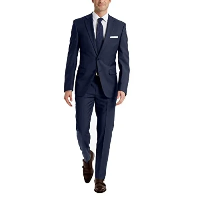 Abbildung von Calvin Klein Herren Anzughose Business Anzug Hosen Set, Blauer Köper, 34W x 34L