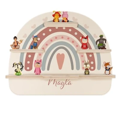 Abbildung von Kidsmood Tonie Regal für Mädchen und Jungen, personalisiert mit Wunschnamen, Magnetisches Wandregal zur Aufbewahrung von Toniebox Hörfiguren [50x40x17,5 cm]