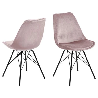 Abbildung von AC Design Furniture Emanuel Esszimmerstühle 2er Set, B: 48,5 x H: 85,5 T: 54 cm, Altrosa/Schwarz, Samt/Metall, 2 Stk