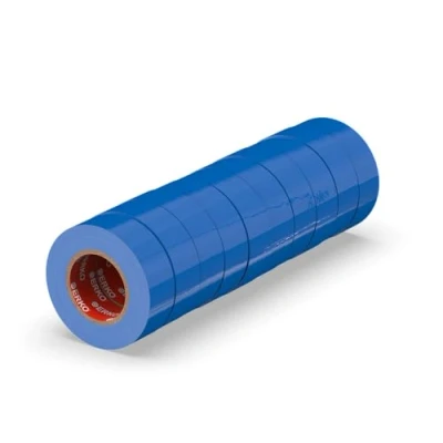 Abbildung von ERKO Isolierband Blau 10er Pack 15mm x 10m PVC, Elektrische Leitungen Reparatur, Hochflexibel mit starker Klebekraft, Chemiebeständig, Wasserfest, Klebeband
