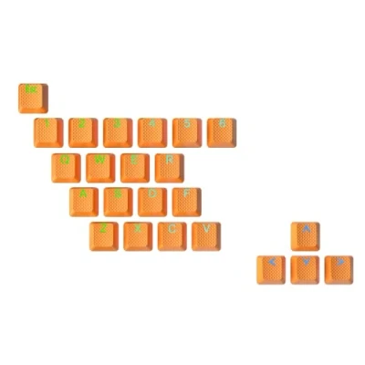 Abbildung von Ranked Gummi Tastenkappen Set Doppelschuss Durchscheinend OEM Profil für Mechanische Gaming Tastatur (Neon Orange, 23 Tasten)