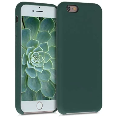 Abbildung von kwmobile Hülle kompatibel mit Apple iPhone 6 / 6S Silikon Handy Case Handyhülle weiche Oberfläche kabelloses Laden Moosgrün