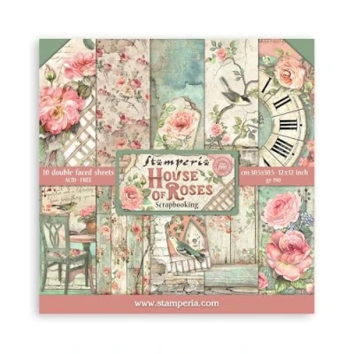 Abbildung von Stamperia SbBl66 paper block 10 leaves 30.5 x (12 &quot;x 12&quot;) double sided house of roses, multi colored