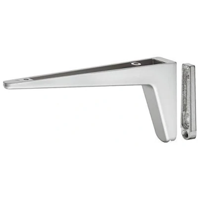 Abbildung von Gedotec Moderne Wandkonsole Regalträger für Wand Regale ELEGANT Regalkonsole weiß Aluminium Silber Schwerlast Konsole mit 60 kg Tragkraft 1 Stück Design Fachboden Träger Montage