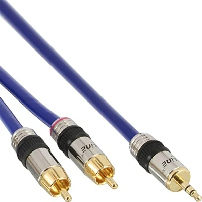 Abbildung von InLine 89939P Cinch/Klinke Kabel, PREMIUM, 2x Cinch Stecker an 3,5mm Klinke Stecker, 2m