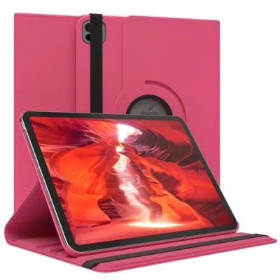 Abbildung von EAZY Case Tablet Hülle für iPad Pro 10,9&quot; (2024) Schutzhülle 10,9 Zoll Smart Cover Rotationcase zum Aufstellen Klapphülle 360 drehbar mit Standfunktion Tasche Kunstleder Pink