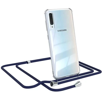 Abbildung von EAZY CASE Handykette kompatibel mit Samsung Galaxy A50 / A30s A50s Umhängeband, Handykordel Schutzhülle, Silikonhülle, Hülle Band, Stylische Kette für Smartphone, Navy Blau