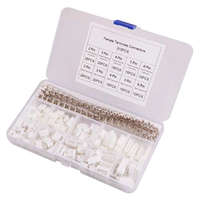 Abbildung von GTIWUNG 480 Stück 2,54mm JST Stecker Kit, XH Adapter, Pitch Weiblich Pin Header, 2/3/4/5/6 Gehäuse Adapter Kabel Buchse Männlich und