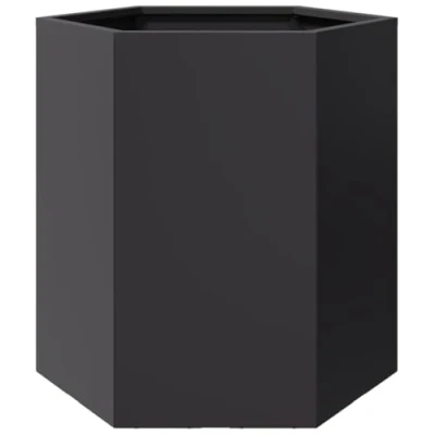 Abbildung von vidaXL Blumentopf Pflanzkübel Schwarz Sechseckig 46x40x45 Stahl (1 St)
