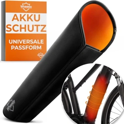 Abbildung von E bike Akku Schutzhülle I Ebike Schutz für mehr Reichweite universale Passform Fahrrad Abdeckung integrierte Akkus WHEELOO