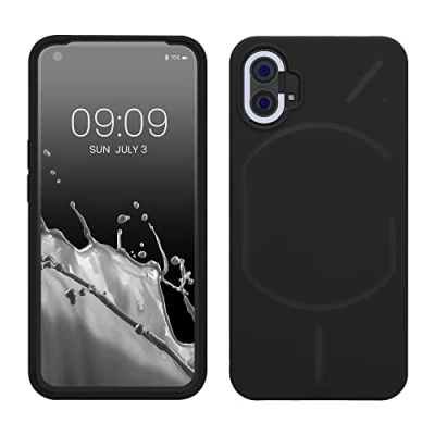 Abbildung von kwmobile Hülle kompatibel mit Nothing Phone (1) Silikon Handy Case Handyhülle weiche Oberfläche kabelloses Laden Schwarz