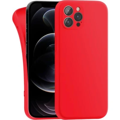 Abbildung von MyGadget Hülle Kompatibel mit iPhone 12 Pro Max robuste Silikon Schutzhülle TPU Case Slim Silikonhülle Back Cover Kratzfest Handyhülle Matt Rot
