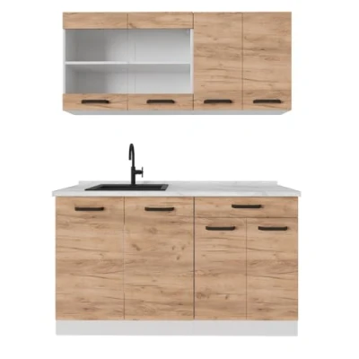 Abbildung von Vicco Singleküche R Line, Goldkraft Eiche/Weiß, 140 cm ohne Arbeitsplatte