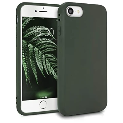 Abbildung von MyGadget Hülle kompatibel mit iPhone SE 2022 2020 7 8 robuste Handyhülle TPU Case Slim Silikonhülle Back Cover Kratzfest Schutzhülle matt Olivgrün