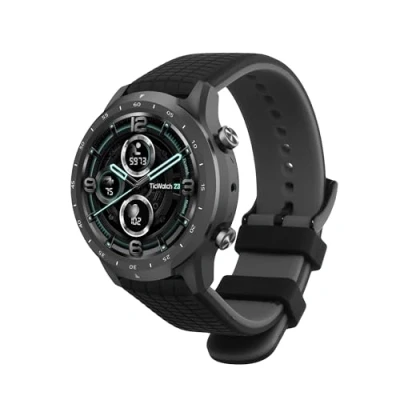 Abbildung von kwmobile Ersatzarmband kompatibel mit Ticwatch Pro 3 Ultra/Pro / S2 GTX Armband Fitnesstracker Band aus Silikon in Schwarz Grau