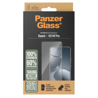 Abbildung von Xiaomi 14T Pro Panzerglas PanzerGlass Ultra Wide Fit Screenprotector Antibakterieller Displayschutz für das