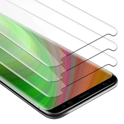 Abbildung von Cadorabo 3x Panzer Schutz Glas für Samsung Galaxy S8 PLUS 3 Stück Schutzfolie in Ultra Klar Hüllen freundlich Gehärtetes (Tempered) Dipslayschutz Folie 9H Härte Anti Kratzer