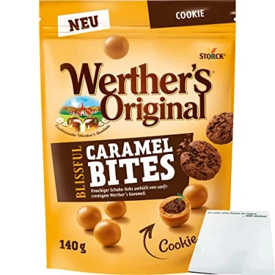 Abbildung von Werther&#039;s Original Blissful Caramel Bites Cookie (140g Beutel) + usy Block