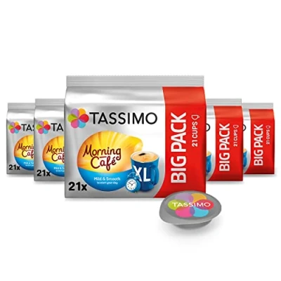 Abbildung von Tassimo Kapseln Morning Café XL Mild &amp; Smooth, 105 Kaffeekapseln, 5er Pack, 5 x 21 Getränke