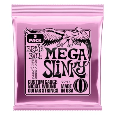 Abbildung von Ernie Ball Mega Slinky Nickel Wound E Gitarrensaiten, 3er Pack, Stärke 10.5 48