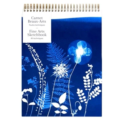 Abbildung von Clairefontaine 83506C Skizzenbuch Cyanotype mit kopfseitiger Spiralbindung A4 21x29,7 cm, 40 Blatt, weißes Mixed Media Zeichenpapier 180g, 1 Stück