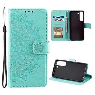 Abbildung von CoverKingz Handy Hülle kompatibel mit Samsung Galaxy S22 5G Handyhülle Kartenfach Bookcover Case Tasche klappbar Motiv Mandala Grün