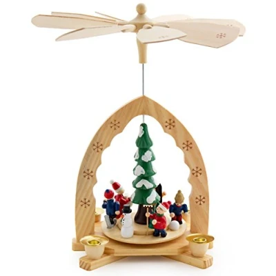 Abbildung von BRUBAKER 1 stöckige Weihnachtspyramide aus Holz 30 cm Weihnachtsbaum mit Winter Szene