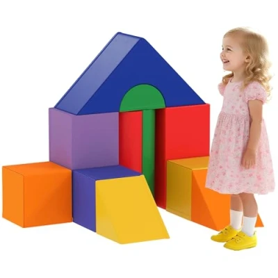 Abbildung von HOMCOM 11er Set Bauklötze Bauspielzeug zum krabbeln, klettern Spielbausteine, (Riesenbausteine, 11 St., Bausteinset), für 1 3 Jahre alt Kinder Kunstleder
