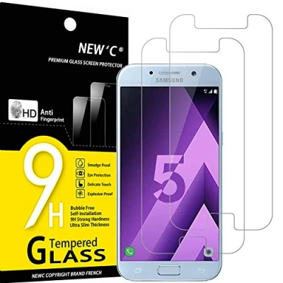 Abbildung von NEW&#039;C 2 Stück, Panzer Schutz Glas für Samsung Galaxy A5 2017, Frei von Kratzern, 9H Härte, HD Displayschutzfolie, 0.33mm Ultra klar, Ultrabeständig