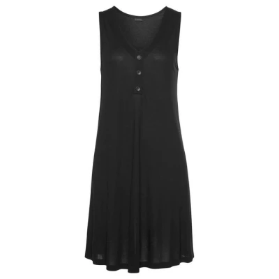 Abbildung von LASCANA Strandkleid mit Zierknöpfen am Ausschnitt, kurzes Sommerkleid, Jerseykleid