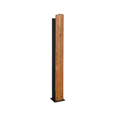 Abbildung von Trio Leuchten Stehleuchte Karuni 463300330, Metall Schwarz matt, Holz naturbelassen, exkl. 3x E27