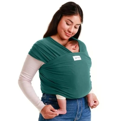 Abbildung von Sleepy Wrap Tragetuch Baby Neugeboren bis Kleinkind Freihändige Trage, Elastisches Neugeboren, Ergonomisches Tragetuch, Einfach zu bindende Babytrage (Dark Green)