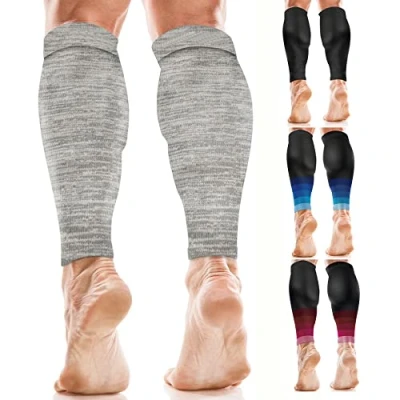 Abbildung von aZengear Wadenbandage Muskelfaserriss für Herren, Damen, Fußlose Waden Kompressionsstrümpfe zur Abhilfe bei Schienbeinkantensyndrom und Krämpfen, Sport (L/XL, Grau)