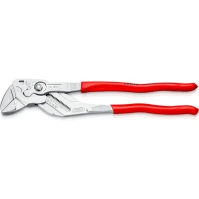 Abbildung von KNIPEX Zangenschlüssel Zange und Schraubenschlüssel in einem Werkzeug mit Kunststoff überzogen verchromt 300 mm 86 03 SB