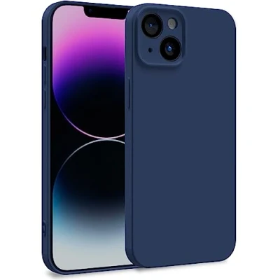 Abbildung von MyGadget Hülle kompatibel mit iPhone 14 Plus Zweilagige Handyhülle Kameraschutz Cover Innenfutter &amp; Silikon außen Dunkelblau