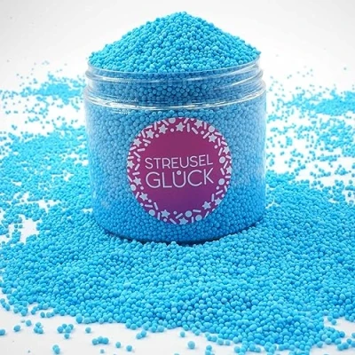 Abbildung von Streusel Glück Just Pure blau 180g Nonpareilles Zuckerperlen Zuckestreusel Kindergeburtstag Weihnachten Tortendeko Cupcakes Muffins Christmas Kuchenstreusel Plätzchen Torte