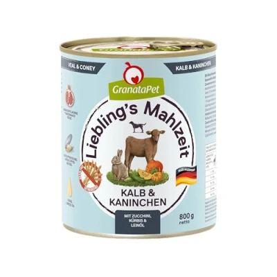 Abbildung von GranataPet Liebling&#039;s Mahlzeit Kalb &amp; Kaninchen, Nassfutter für Hunde, Hundefutter ohne Getreide Zuckerzusätze, Alleinfuttermittel, 6 x 800 g