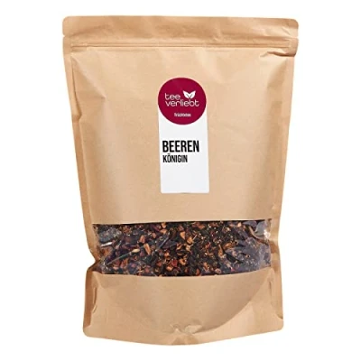 Abbildung von teeverliebt Loser Früchtetee Beerenkönigin 1000 g I lose leckere Komposition der Tee Mischung mit Himbeeren Erdbeeren Brombeeren hochwertiger 1 kg