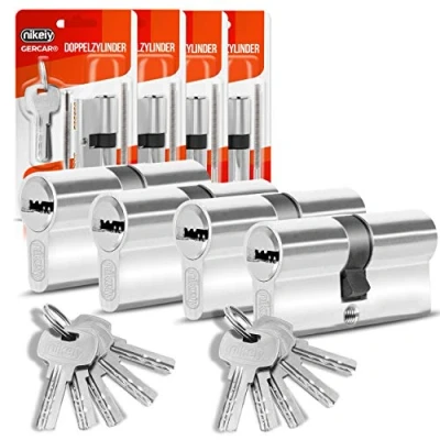 Abbildung von GERCAR Profilzylinder Schließzylinder Zylinderschloss 40/40 Doppelzylinder Türschloss inkl. 10 Schlüssel Gleichschließend 4er Set Länge: 80mm, A:40 B:40