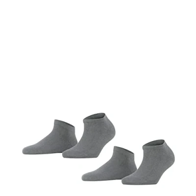 Abbildung von FALKE Damen Sneakersocken Happy Double Pack W Sn Baumwolle kurz einfarbig 2 Paar, Grau Light Grey Melange 3390, 39 42