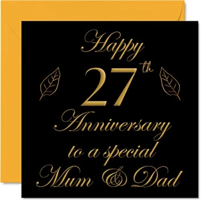 Abbildung von Stuff4 Glückwunschkarte zum 27. Jahrestag für Papa, Eltern Special Mum &amp; Dad Happy 27 Hochzeitstag von Sohn Tochter Familie, 145 mm x Grußkarten Jahrestage