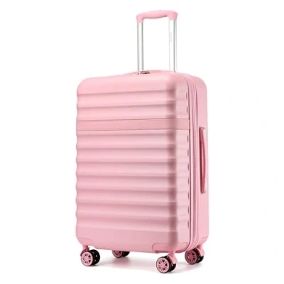 Abbildung von KONO Koffer Trolley Mittelgroß Reisekoffer von ABS+PC Hartschalenkoffer mit 4 Rollen TSA Schloss (Rosa,L)