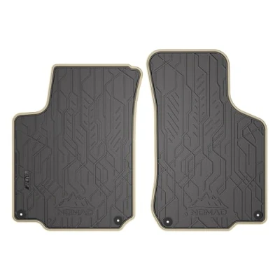 Abbildung von FROGUM Nomad Gummimatten Ganzjährig Autofussmatten mit beigem Besatz aus Leder Automatten Vorne für SEAT Leon I, Toledo II, Skoda Octavia VW Golf IV, Jetta IV 98 05, New Beetle