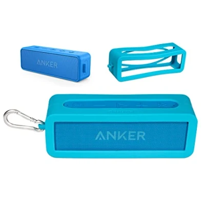 Abbildung von Alltravel Silikon Schutzhülle für Anker SoundCore 2, 12 W, tragbarer Bluetooth Lautsprecher, vollständiger Schutz in 6 Richtungen, individuelle Haut mit Farb und Formanpassung