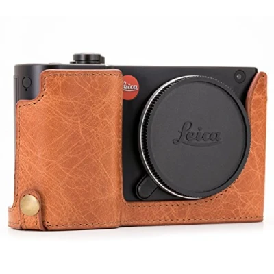 Abbildung von MegaGear Ever Ready Echtleder Kamera Halbtasche mit Trageriemen und Batteriezugang für Leica TL2, TL braun