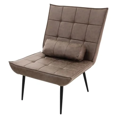 Abbildung von ML Design Relaxsessel Braun, Loungesessel mit PU Leder Bezug und schwarzen Metallbeine, Polstersessel Lendenkissen, Ohrensessel ergonomisch, Einzelsofa für Wohnzimmer, Fernsehsessel, Lesesessel