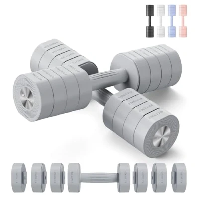 Abbildung von MERACH Hanteln, kurzhanteln 2er Set Verstellbar, 4 in 1 Hanteln Frauen set, 4KG Gewichte Verstellbare, Dumbbell für Krafttraining, Fitness, Home Gym, Geschenk Grau