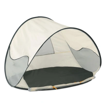 Abbildung von Deryan Strandmuschel Pop Up Strandzelt für Kinder und Baby 2 Personen Reißverschlusstür, UV Schutz 50+ Windschutz Tragbares Wurfzelt Cream
