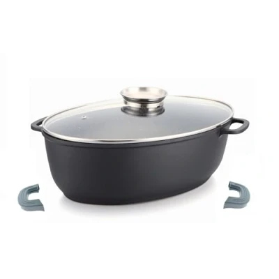 Abbildung von Cheffinger Schmortopf Alu Guss Oval ø38cm Induktion Topf Marmorbeschichtung