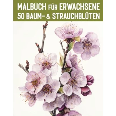 Abbildung von 50 Baum &amp; Strauchblüten aus aller Welt / Malbuch für Erwachsene: Professionelle Motive Spaß, Entspannung Stressabbau (Mal und Rätselbücher Erwachsene)